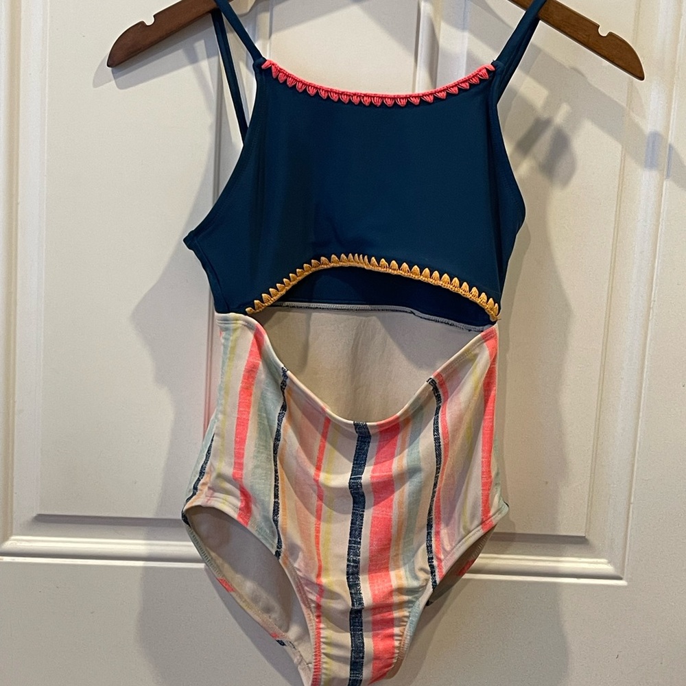 Art Class Navy and Multicolor Striped Swimsuit